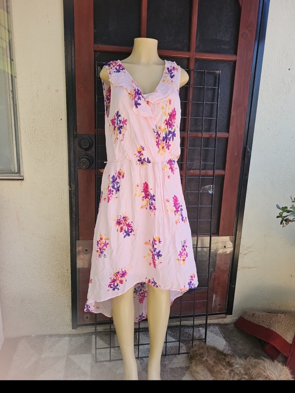Ava & Viv Pastel Pink Floral Tie-Front Dress